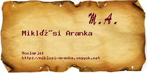 Miklósi Aranka névjegykártya